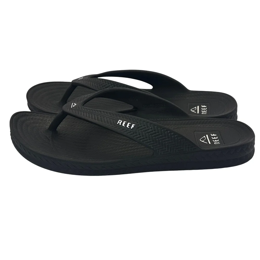 Reef One Womens 10 Black Flip Flop Sandals Sugarcane EVA Anatomic Contouring